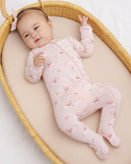 Bamboo Zip Footie Swans