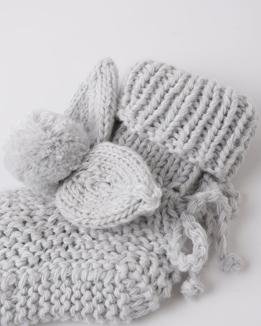 Bunny Knit Booties Heathered Sky