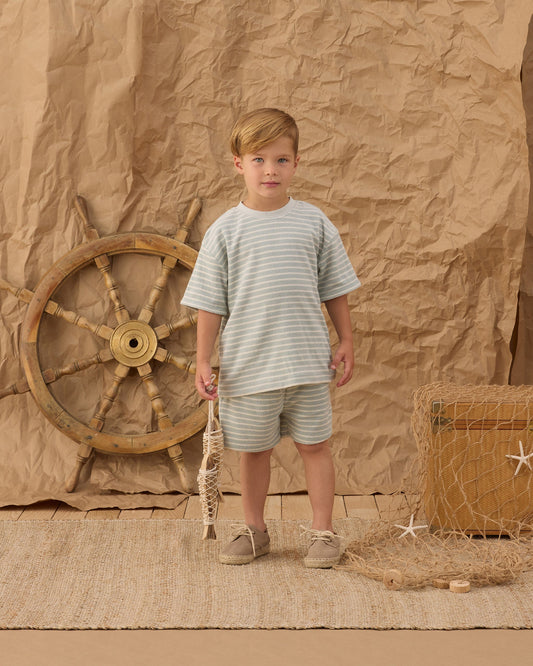 Terry Relaxed Tee Seafoam Stripe