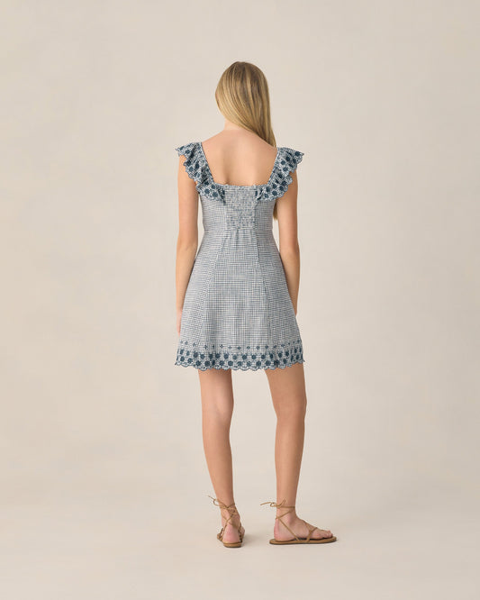 Teen Bianca Mini Dress Marine Gingham