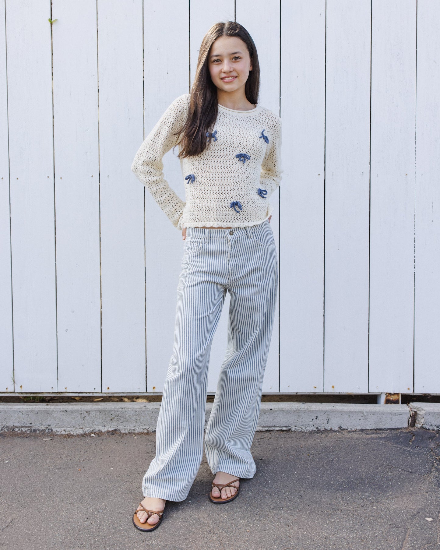 Teen Baggy Wide Leg Pant Railroad Stripe