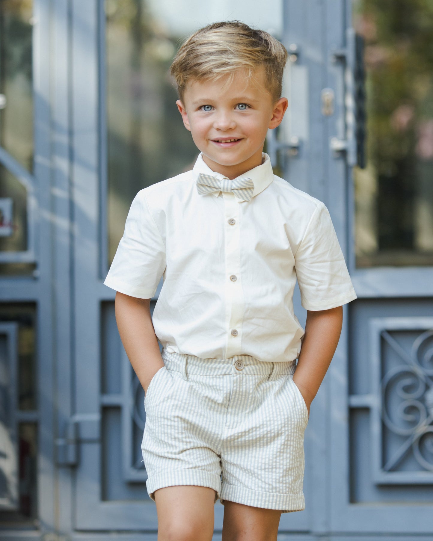 Suspender Short Sky Stripe
