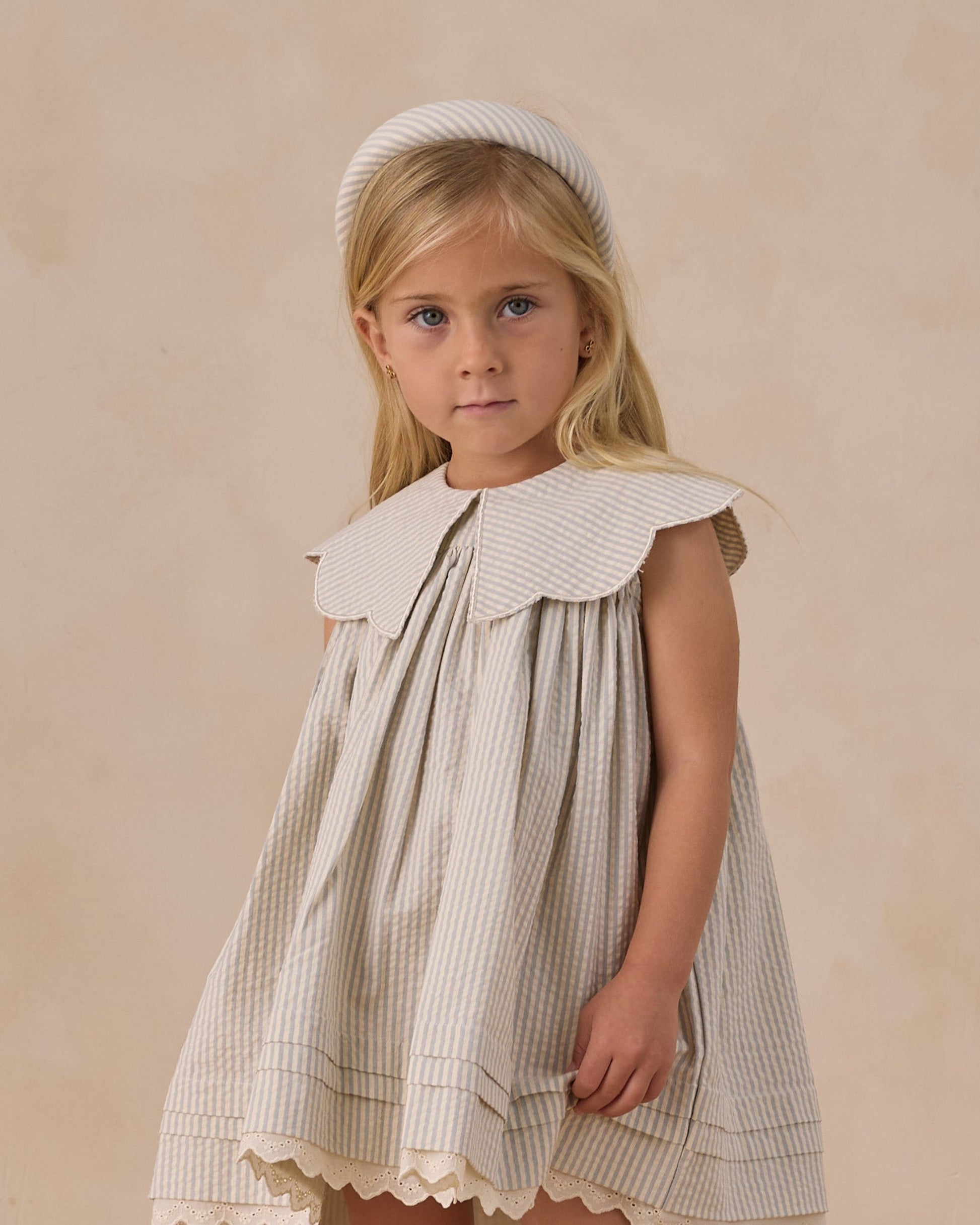 Padded Headband Sky Stripe Seersucker