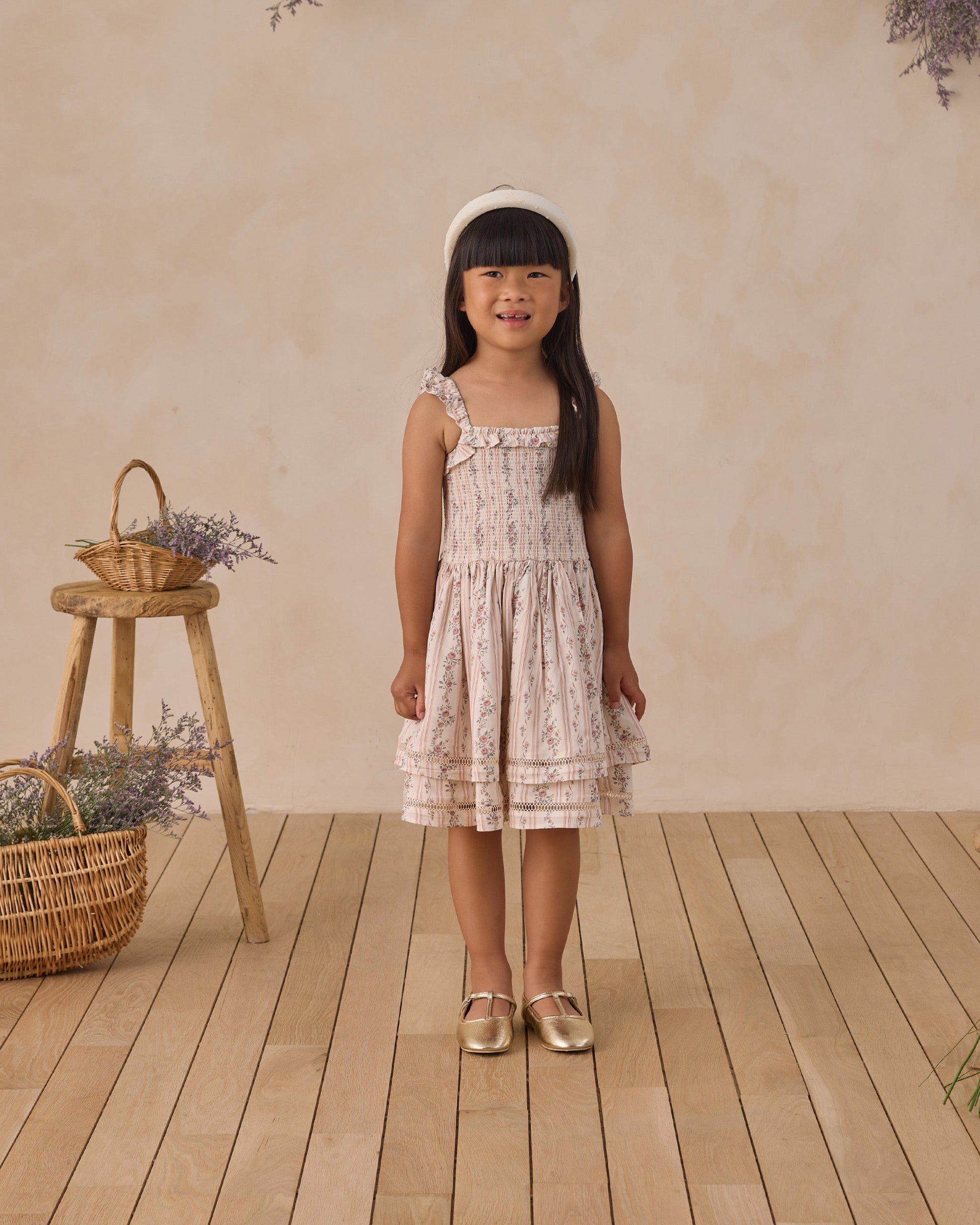 Birdie Dress Spring Floral Stripe