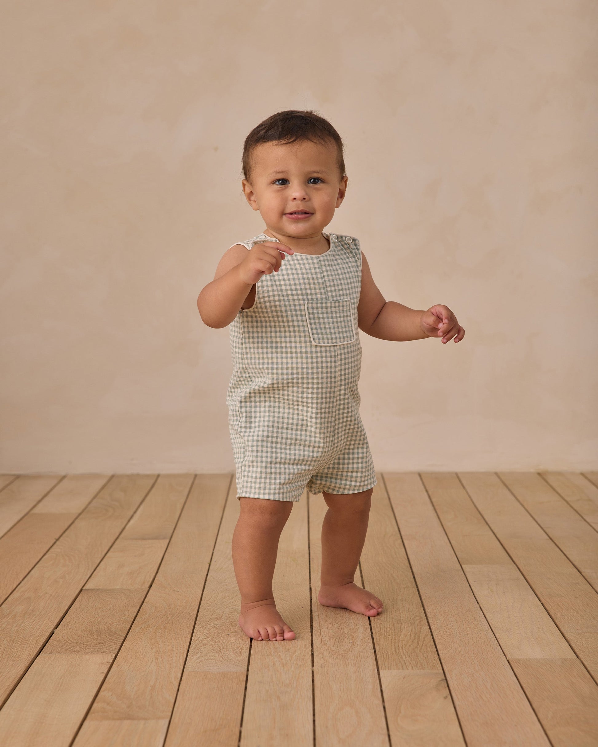 Georgie Romper Eucalyptus Check