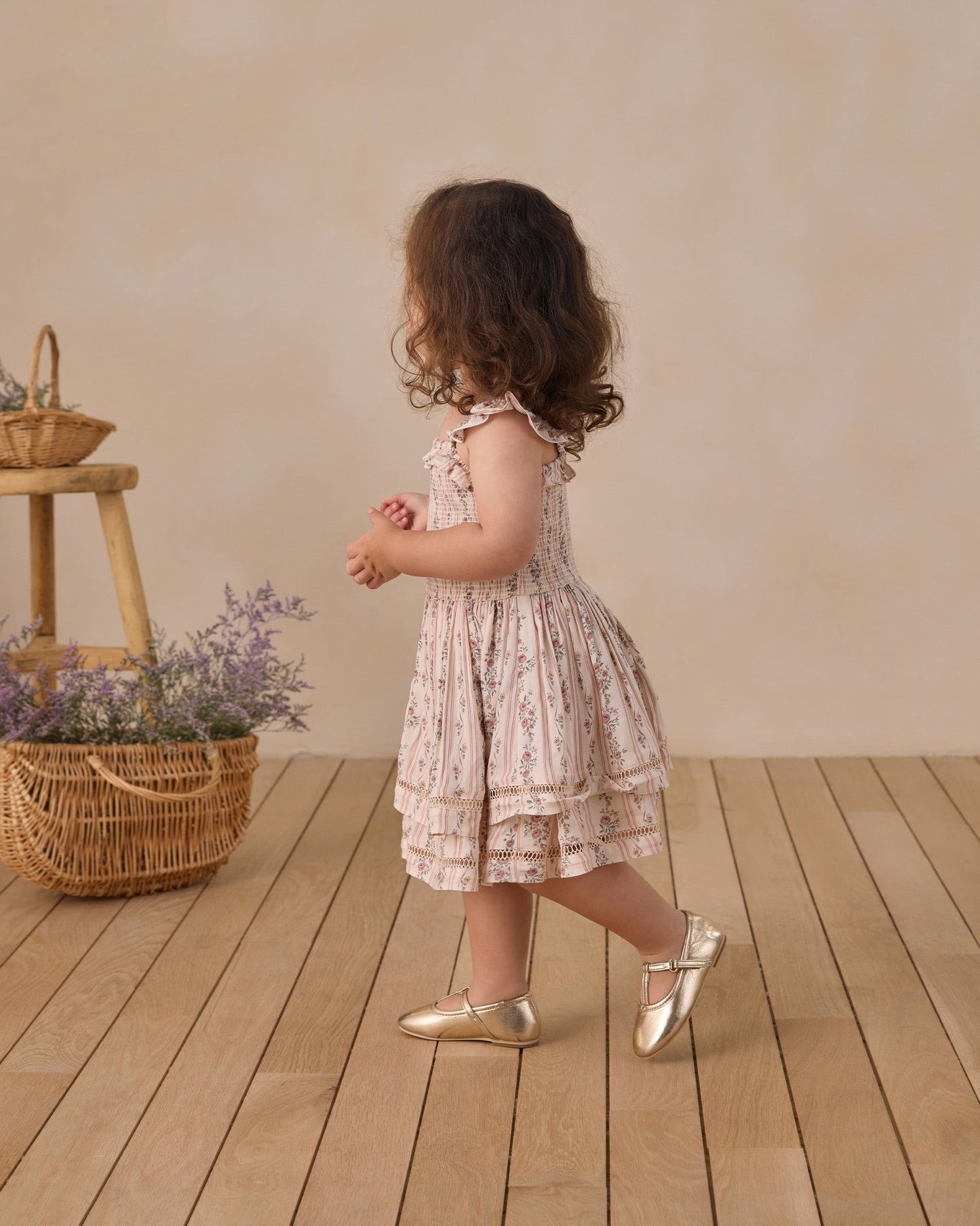 Birdie Dress Spring Floral Stripe