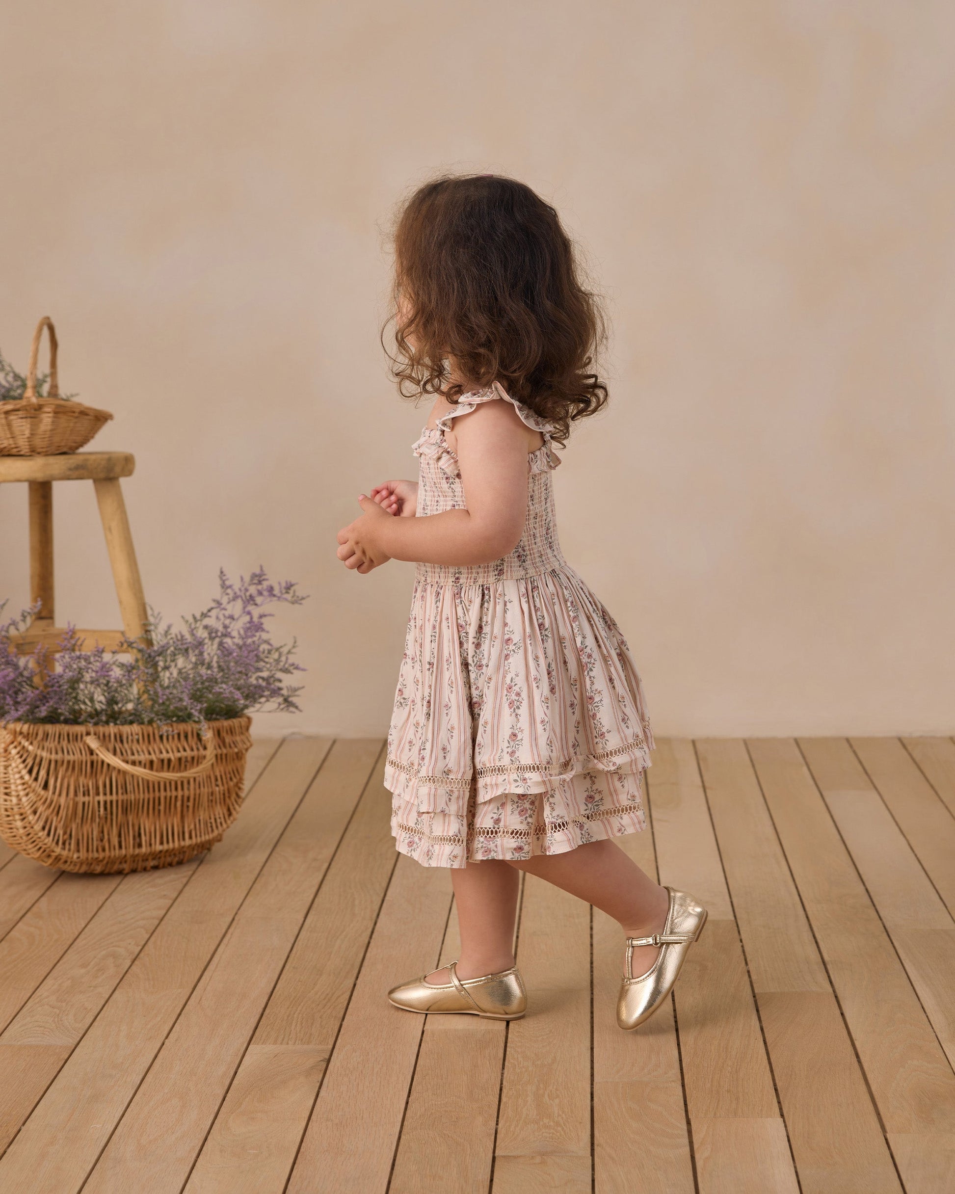 Birdie Dress Spring Floral Stripe