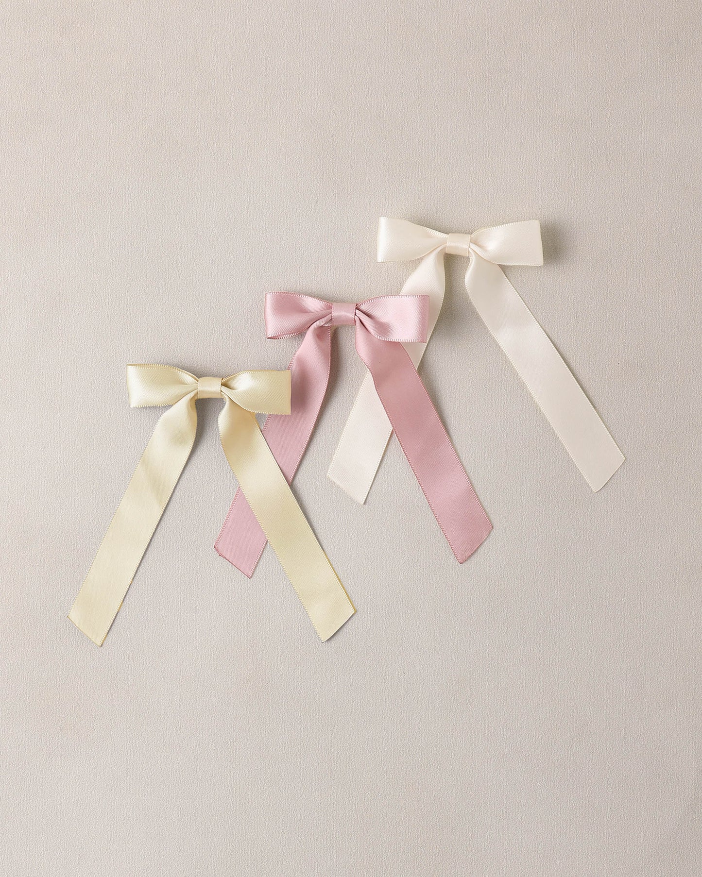 Satin Ribbon Bows Lemon, Natural, Lavender