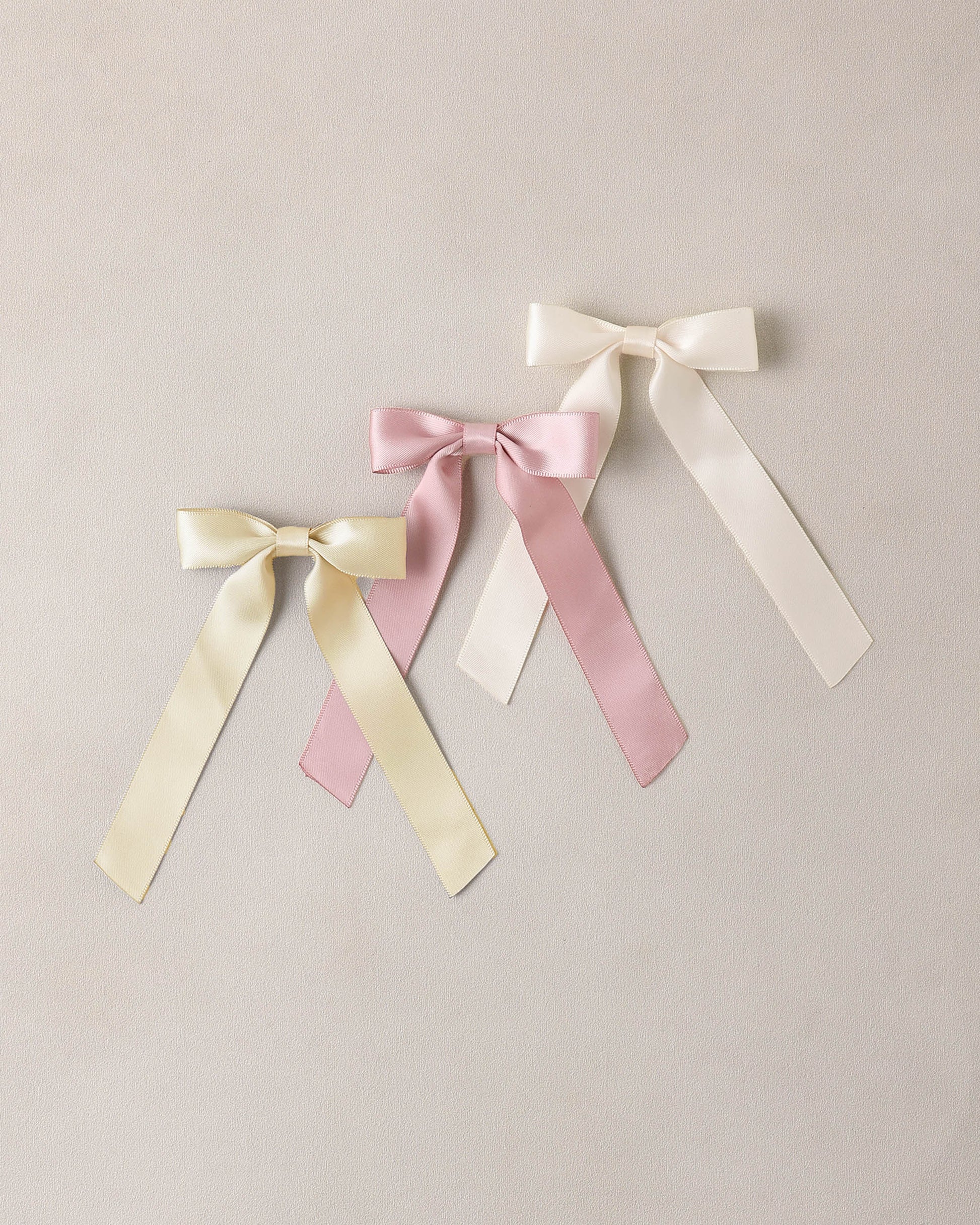 Satin Ribbon Bows Lemon, Natural, Lavender
