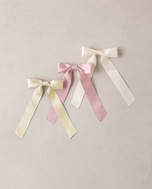 Satin Ribbon Bows Lemon, Natural, Lavender