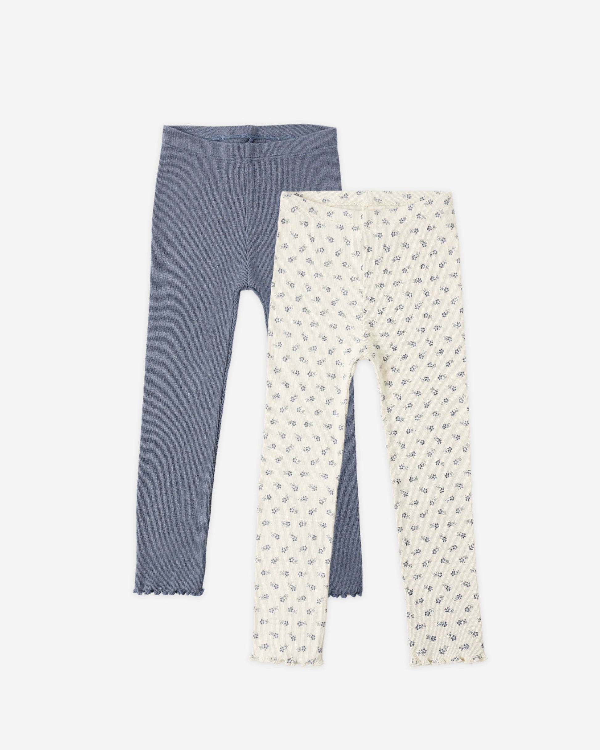 Ribbed Legging Set Natural Blue Ditsy, Heathered Marine