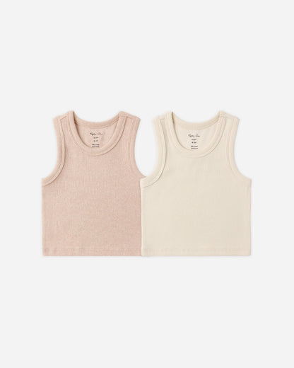Ribbed Tank Set Shell, Heathered Blush