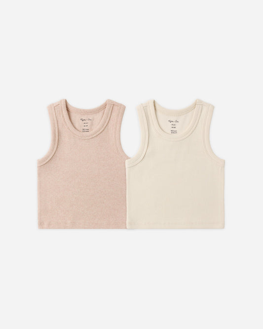 Ribbed Tank Set Shell, Heathered Blush