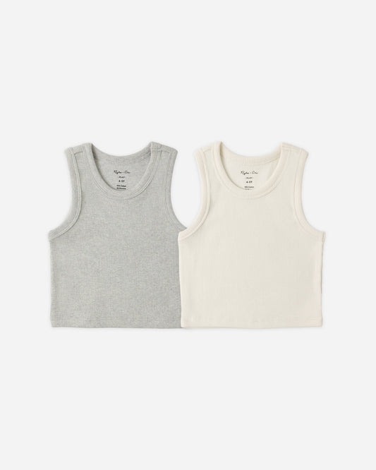 Ribbed Tank Set Ivory, Seafoam