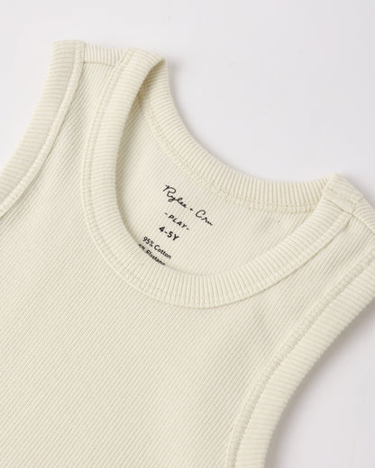 Ribbed Tank Set Natural, Heathered Marine