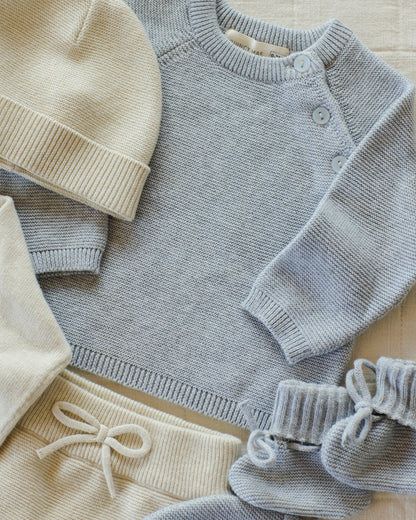 Bailey Knit Sweater Heathered Dusty Blue
