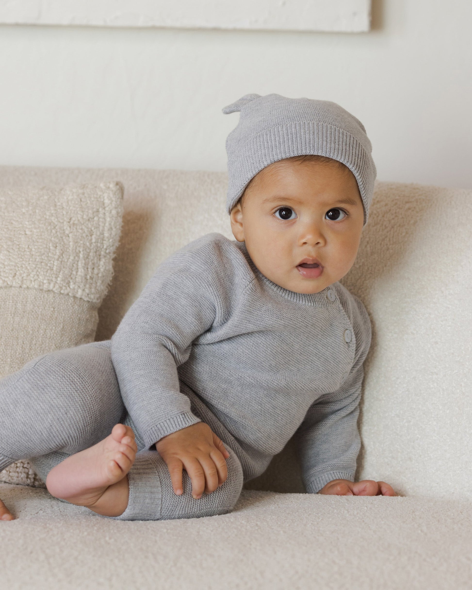 Baby Bear Beanie Heathered Dusty Blue