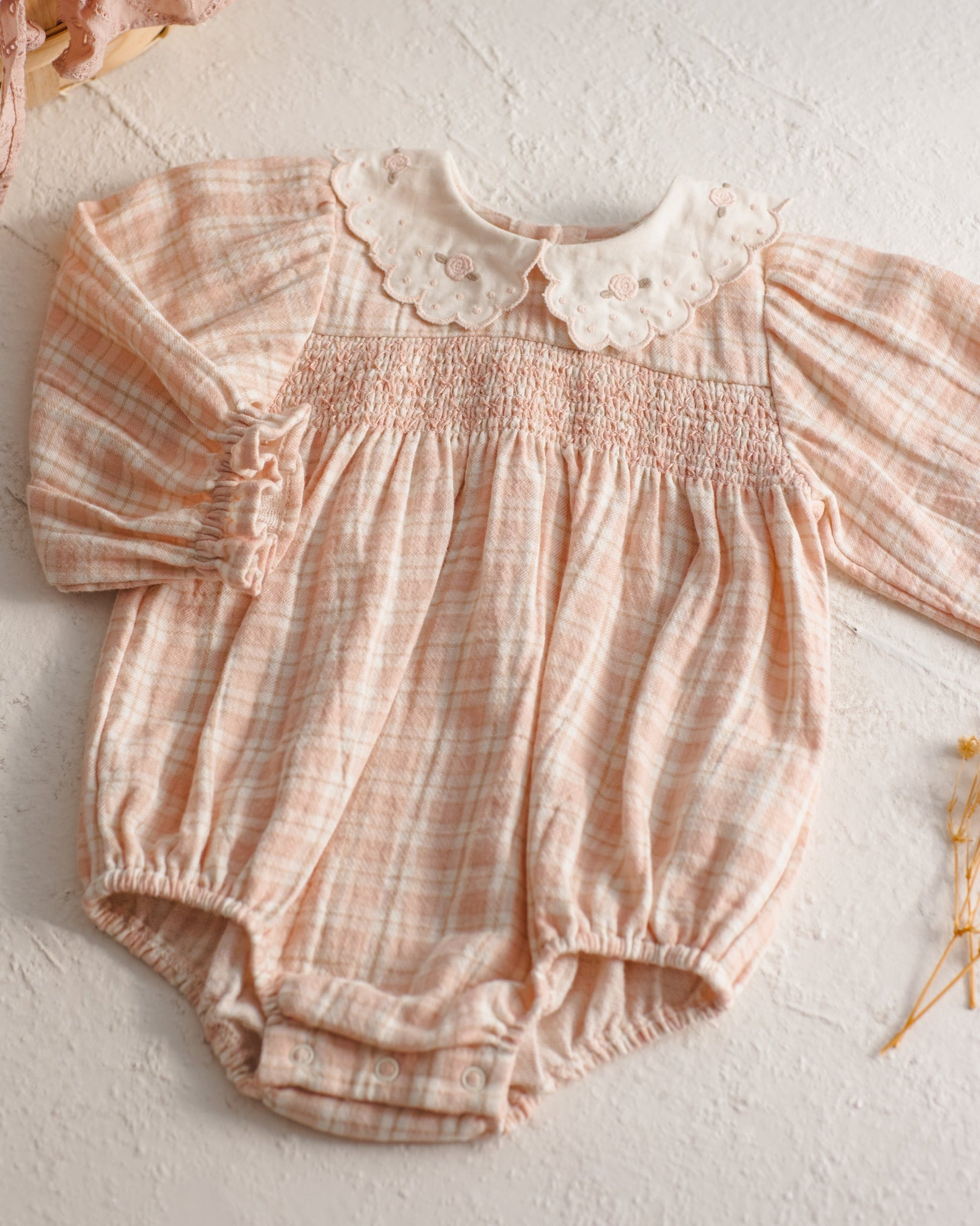 Callie Romper Pink Plaid