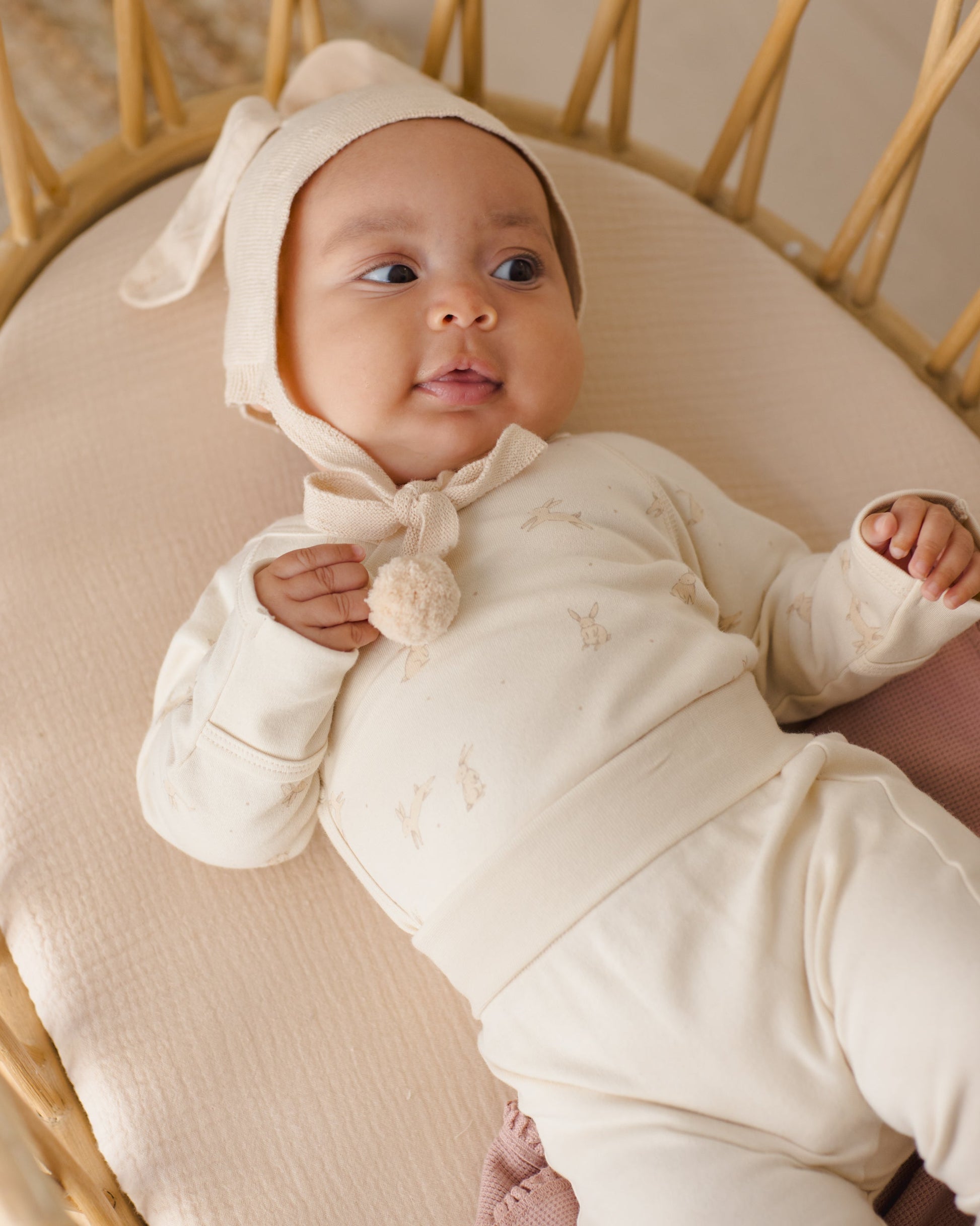 Bunny Knit Bonnet Ecru