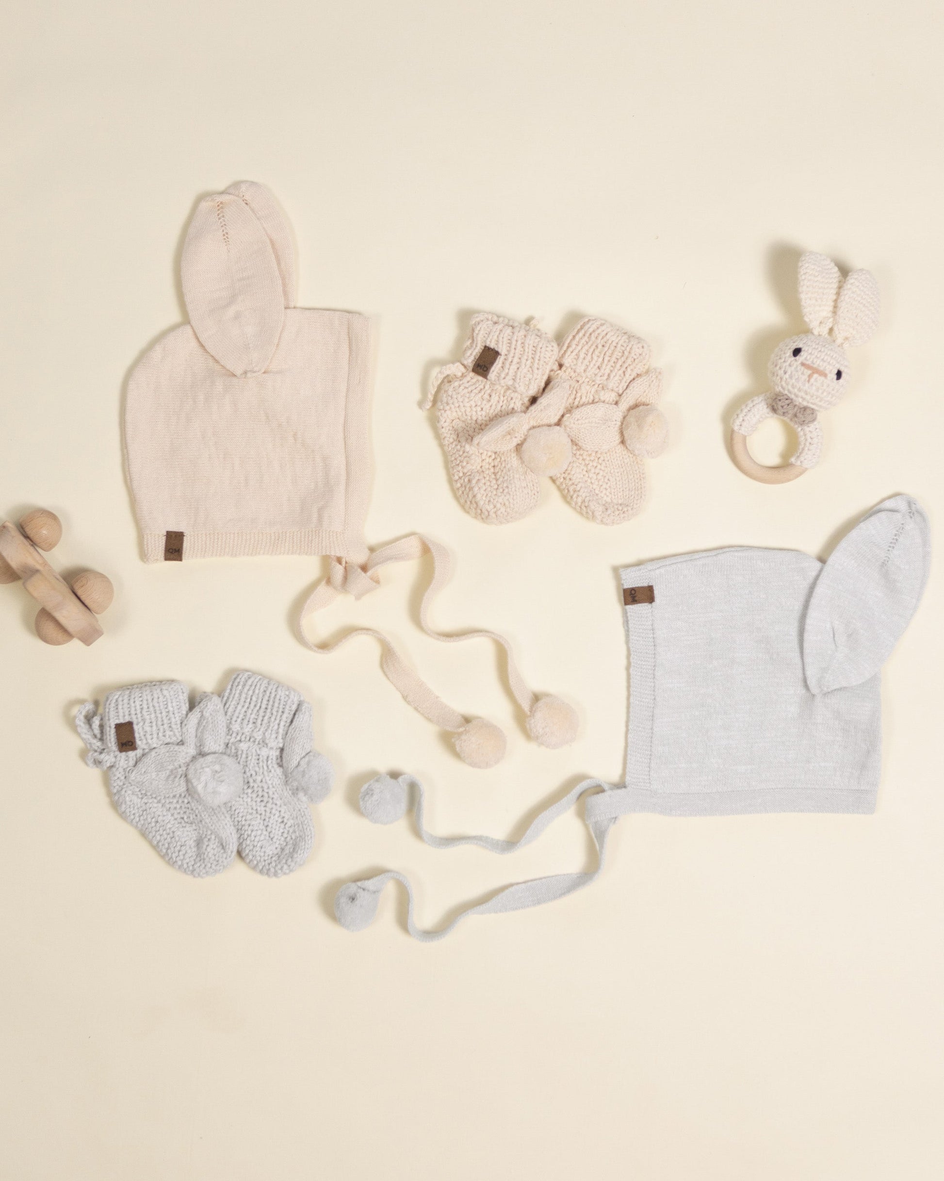 Bunny Knit Booties Heathered Sky