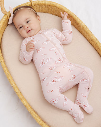 Bamboo Zip Footie Swans