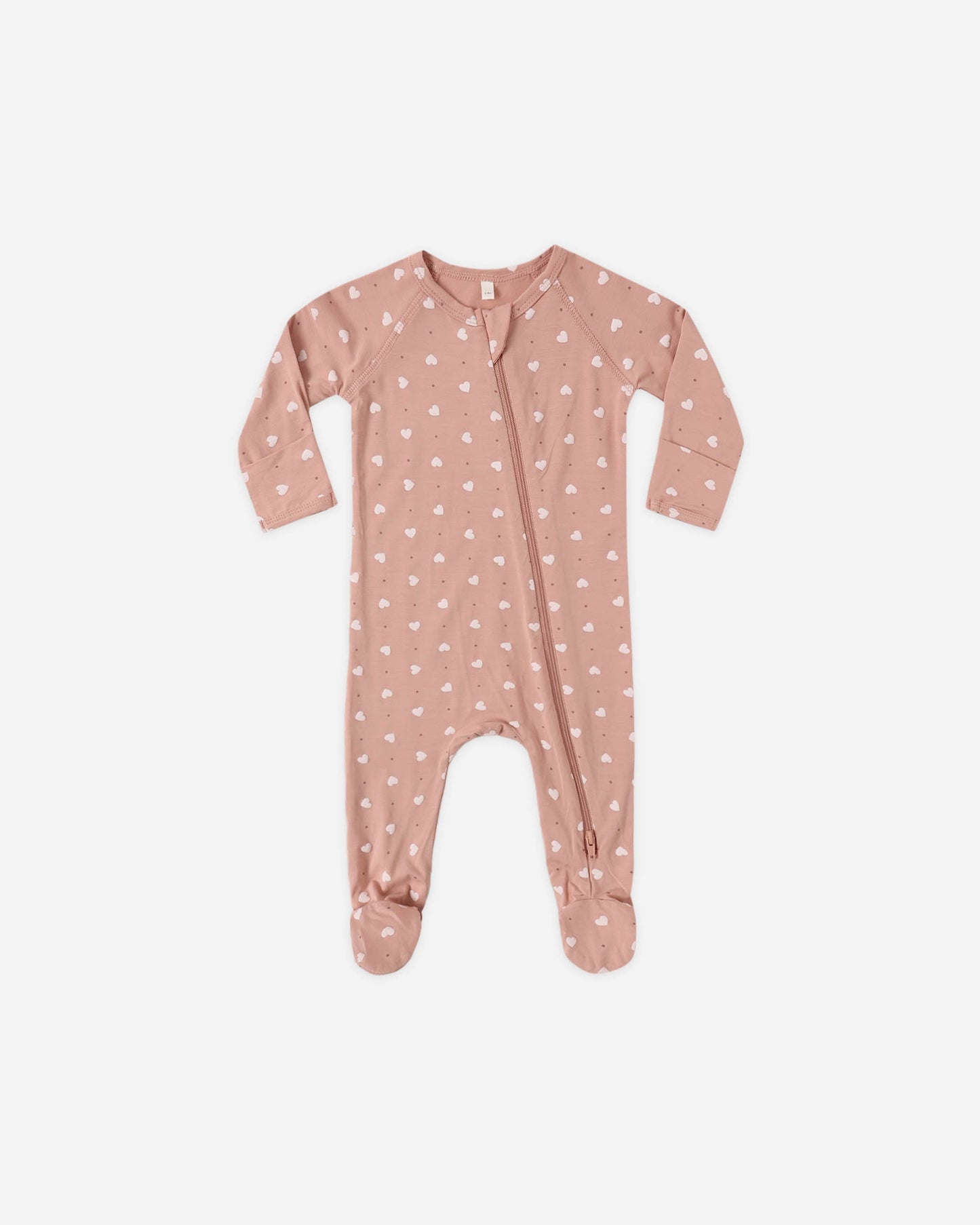 Bamboo Zip Footie Pink Hearts