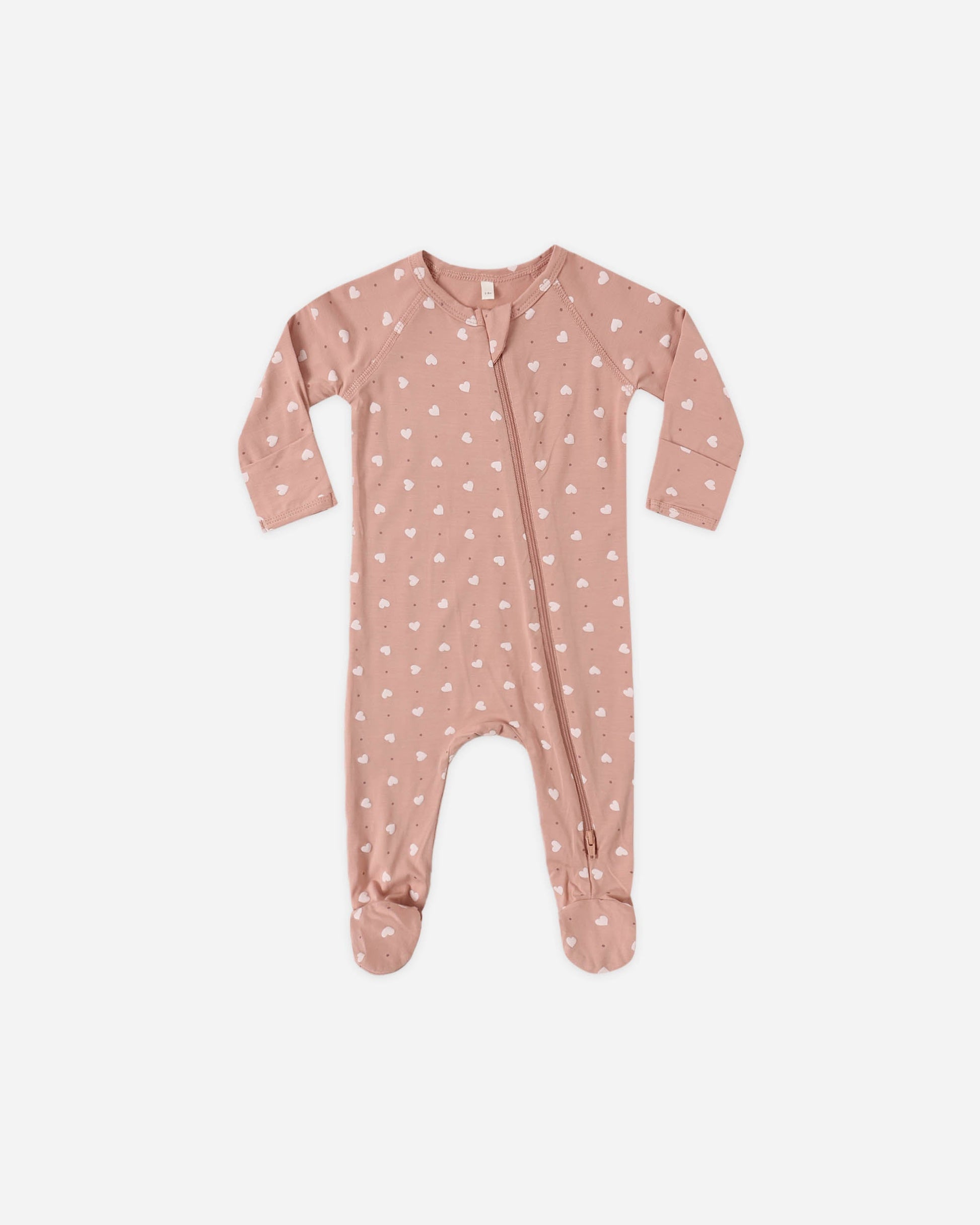 Bamboo Zip Footie Pink Hearts