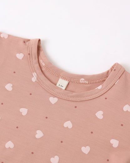 Bamboo Pajama Set Pink Hearts