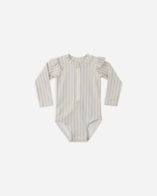 Byron Rashguard One-Piece Blue + Butterscotch Stripe