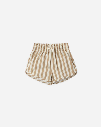 Boys Swim Short Retro Latte Stripe