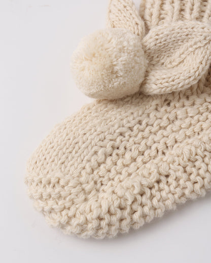 Bunny Knit Booties Ecru