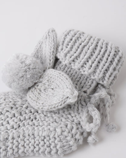 Bunny Knit Booties Heathered Sky