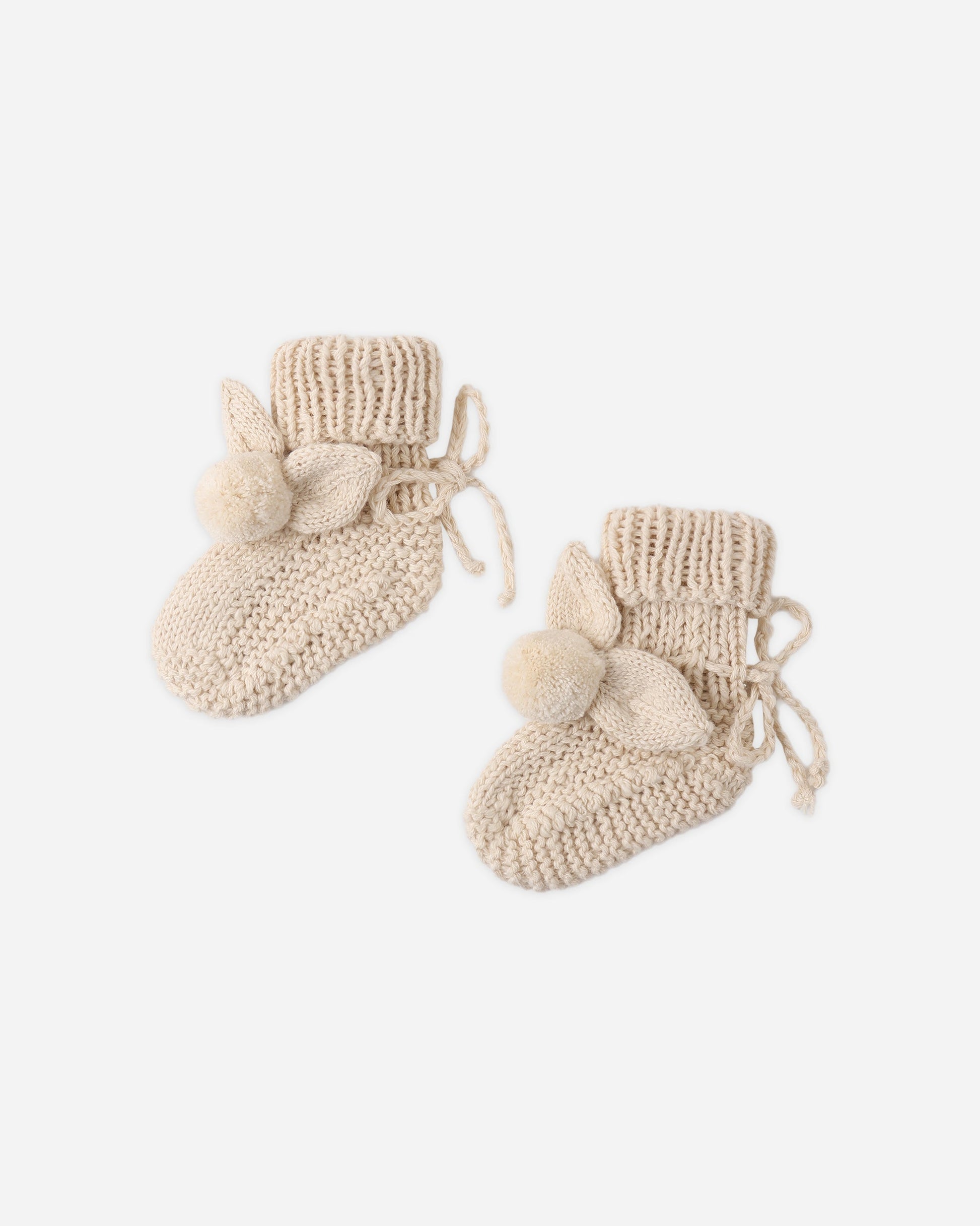 Bunny Knit Booties Ecru