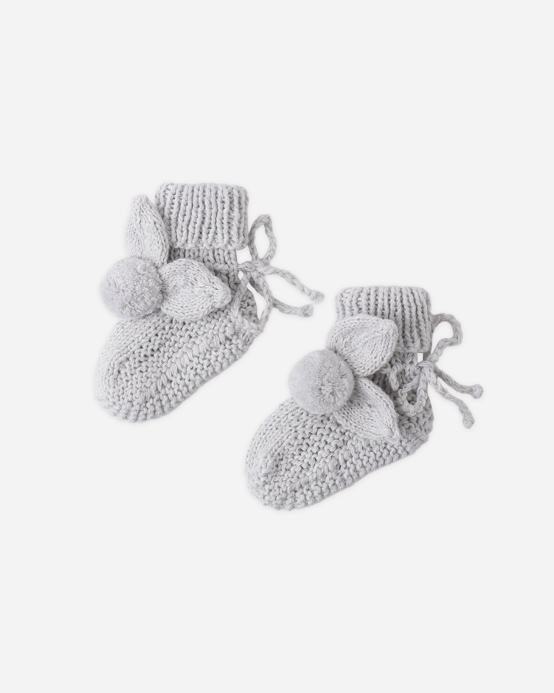 Bunny Knit Booties Heathered Sky