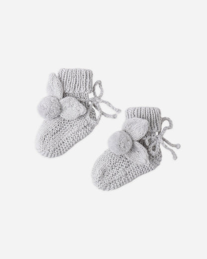 Bunny Knit Booties Heathered Sky