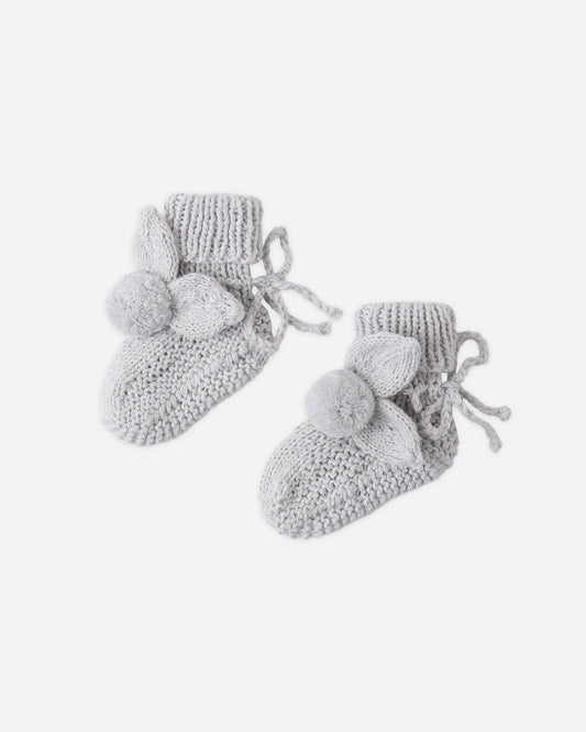 Bunny Knit Booties Heathered Sky