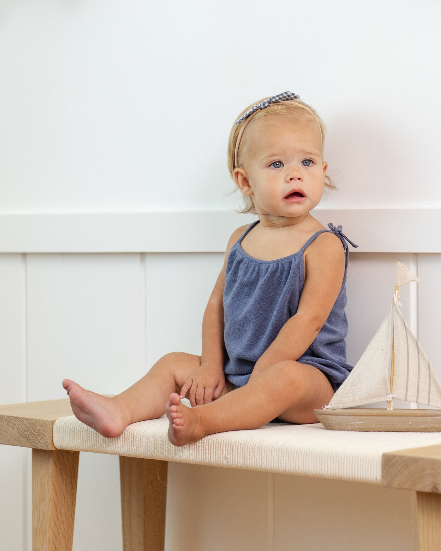Little Knot Headband Marine Gingham