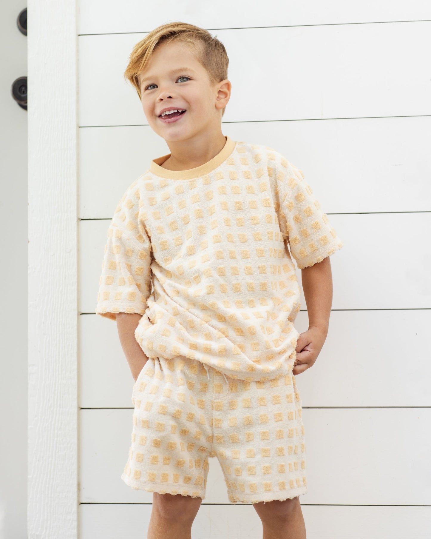 Terry Boys Short Butterscotch Grid