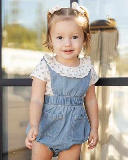 Ruffle Collar Bodysuit Blue Ditsy