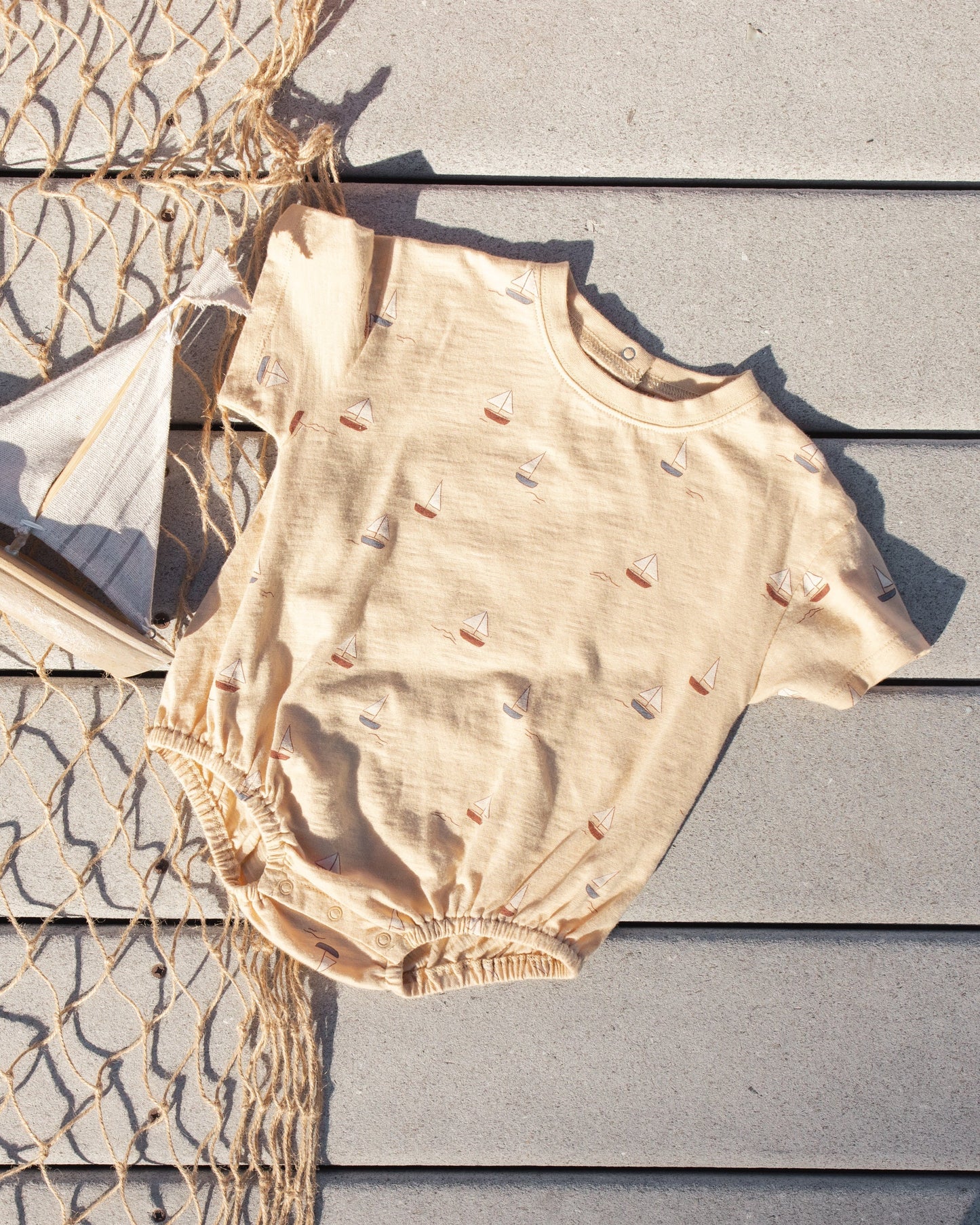 Relaxed Bubble Romper Sailboats