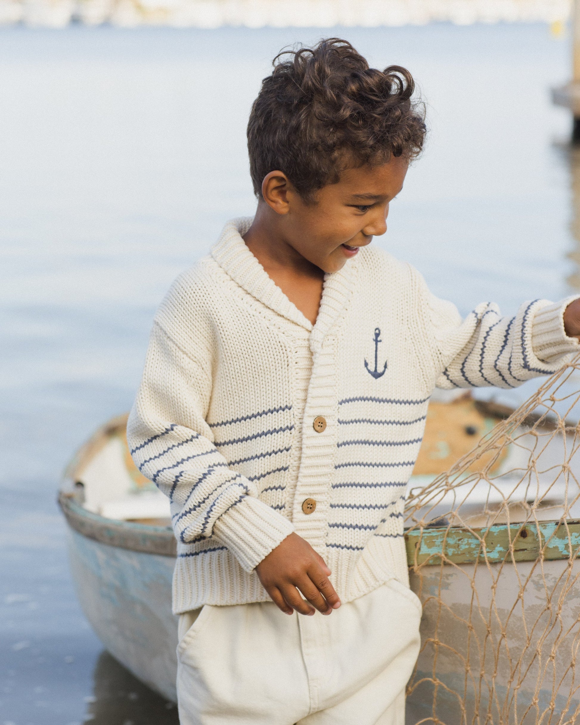 Shawl Cardigan Natural & Marine