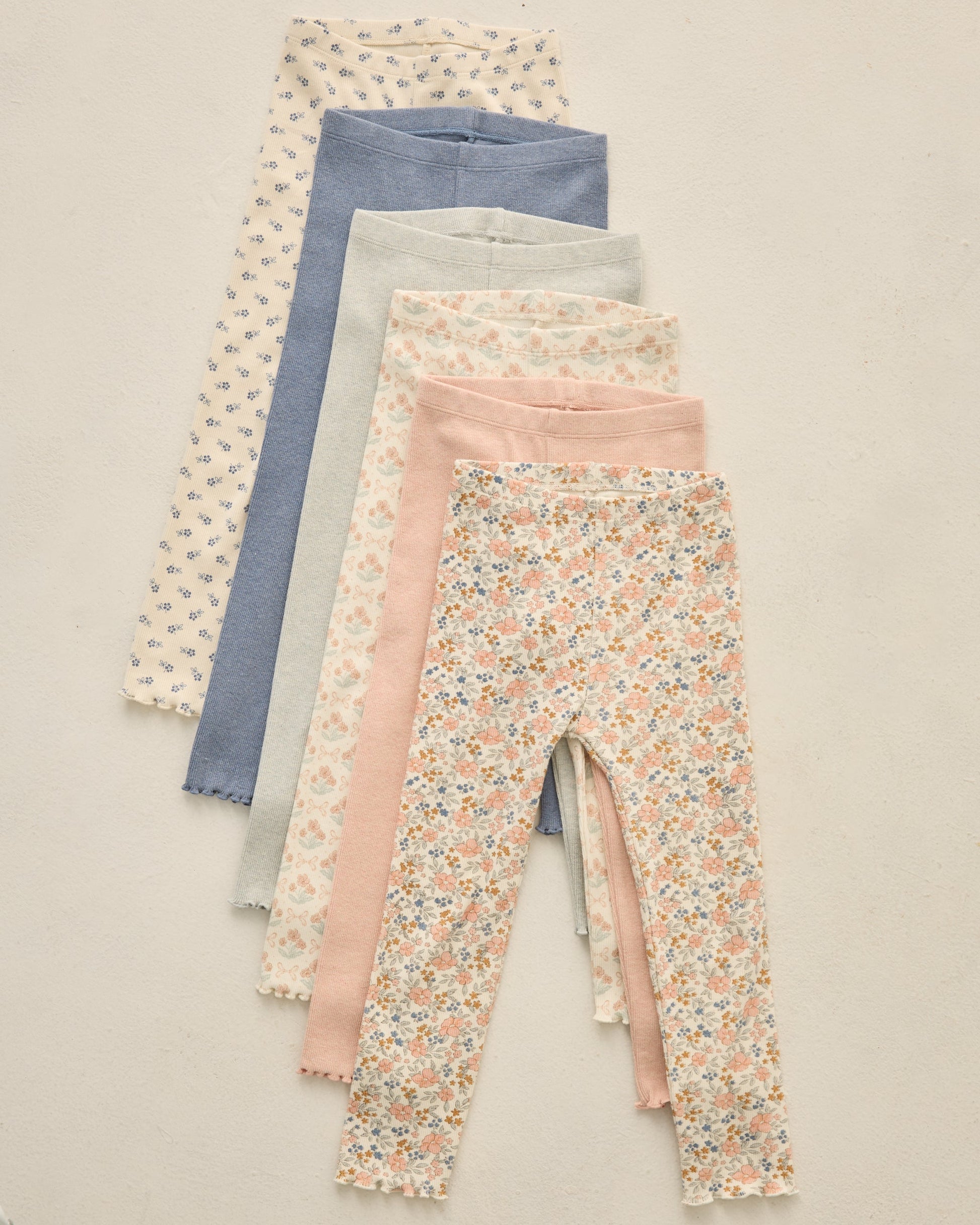 Ribbed Legging Set Natural Blue Ditsy, Heathered Marine
