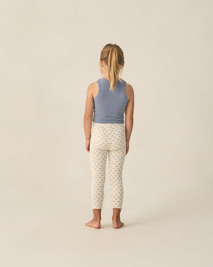Ribbed Legging Set Natural Blue Ditsy, Heathered Marine
