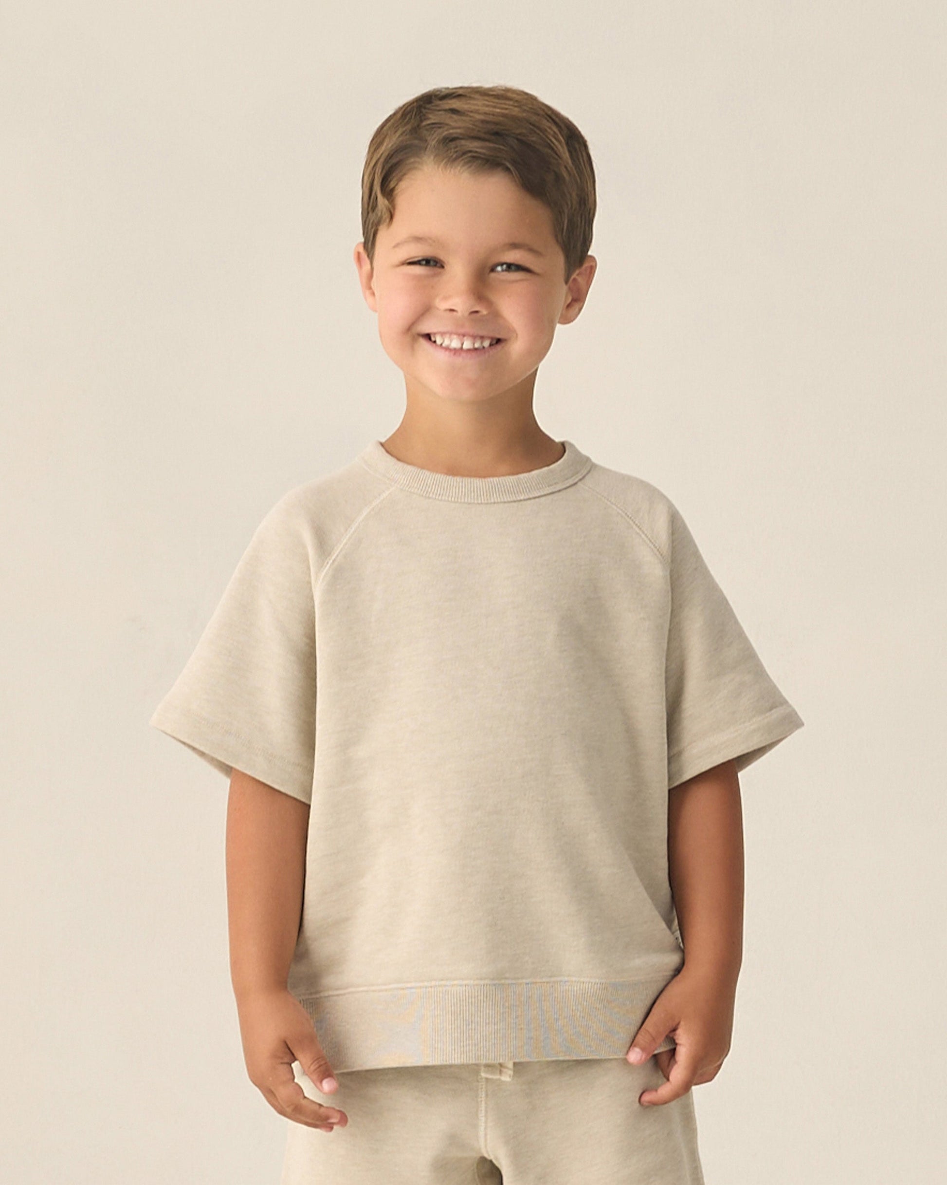 Short Sleeve Sweatshirt Heathered Oatmeal