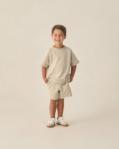 Short Sleeve Sweatshirt Heathered Oatmeal