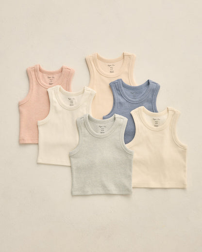 Ribbed Tank Set Ivory, Seafoam