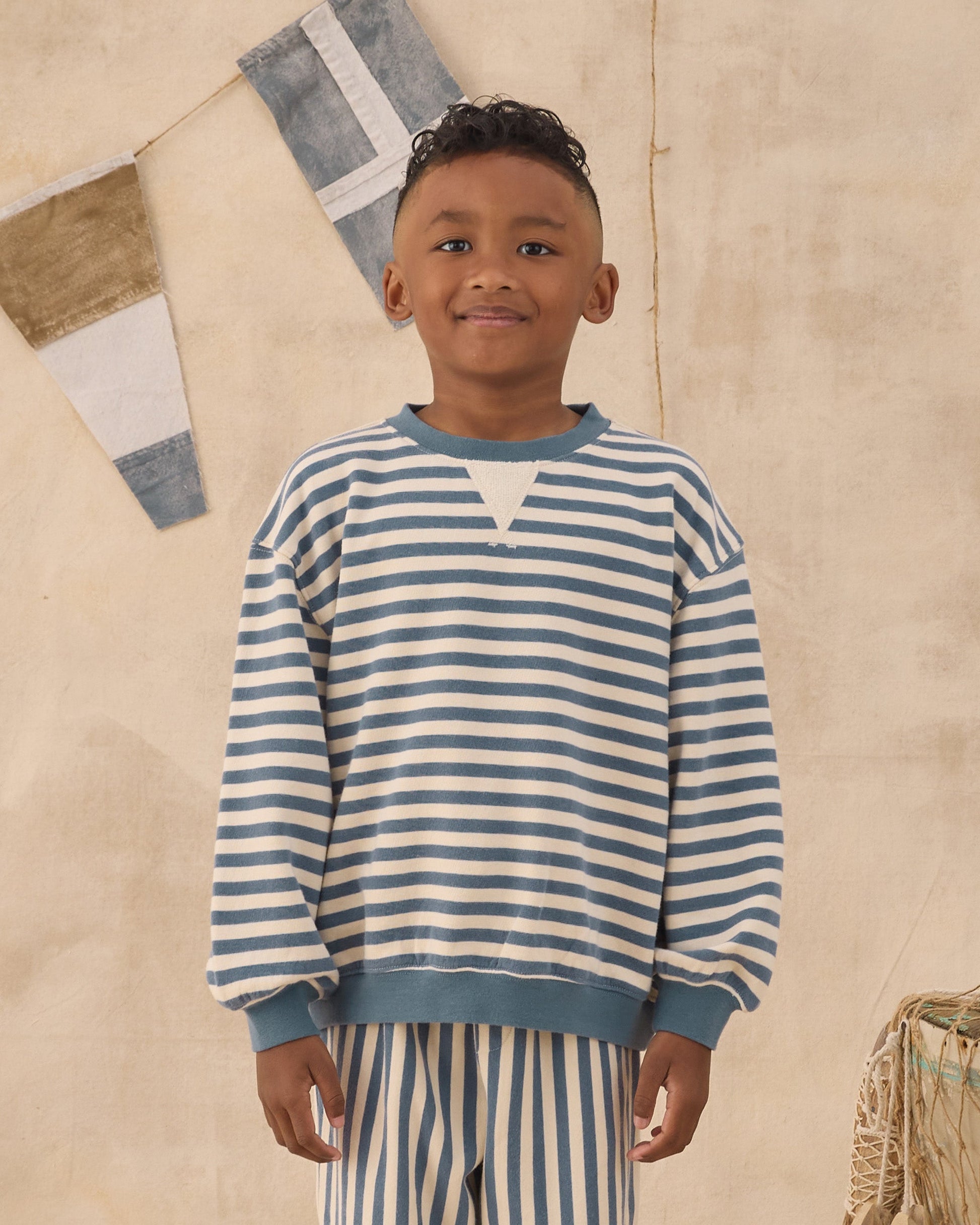 Oversized Crew Marine Stripe