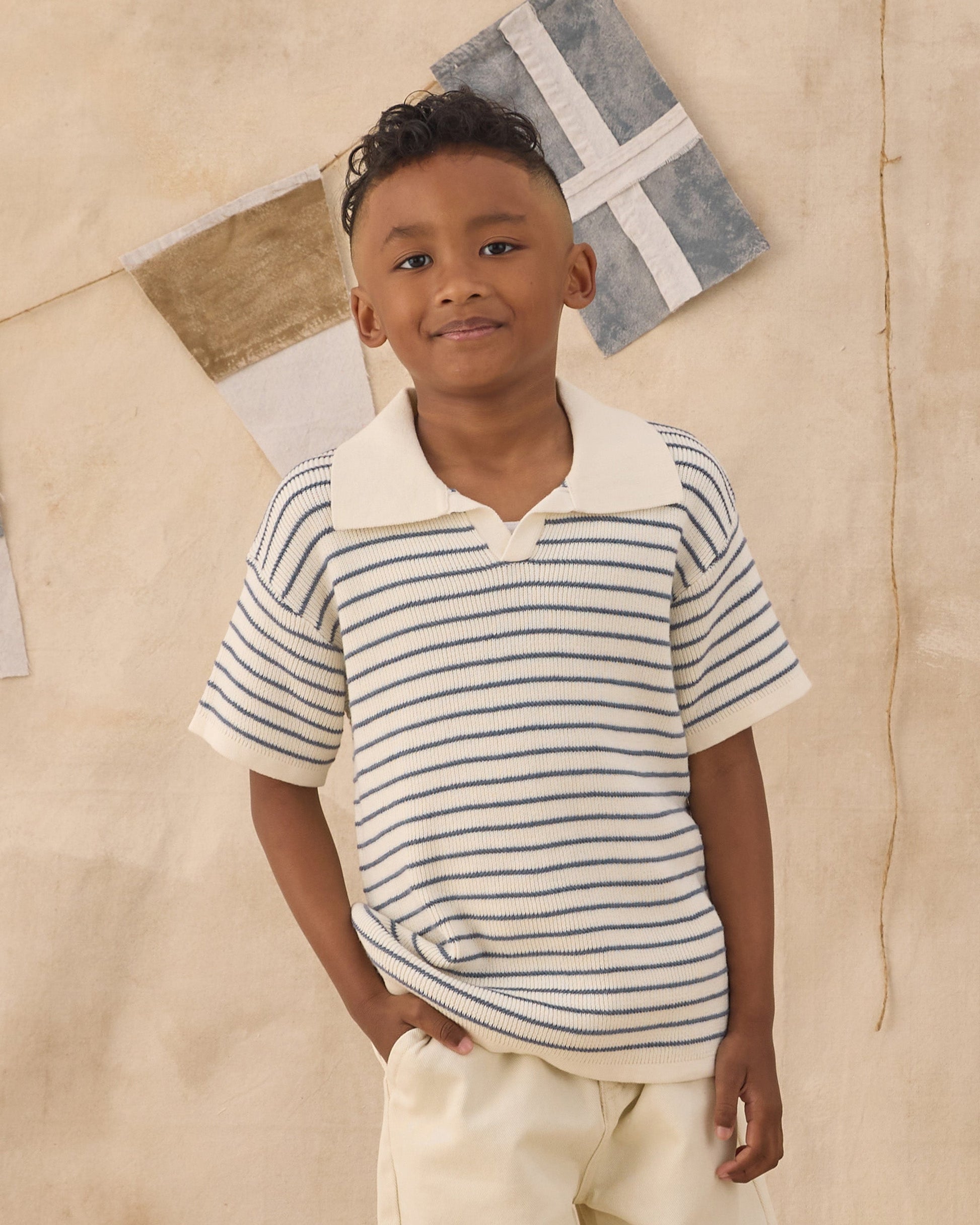 Chandler Knit Polo Marine Stripe