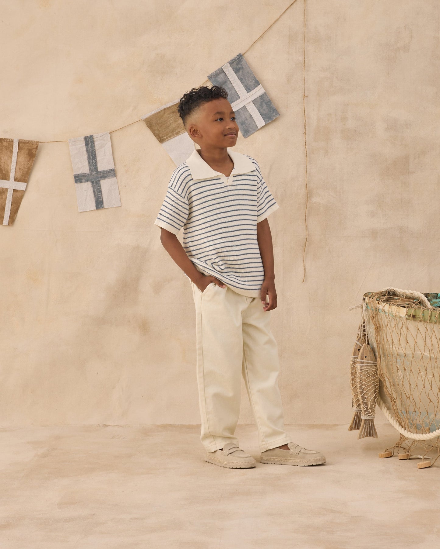 Chandler Knit Polo Marine Stripe