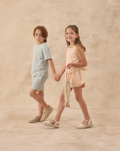 Terry Boys Short Seafoam Stripe